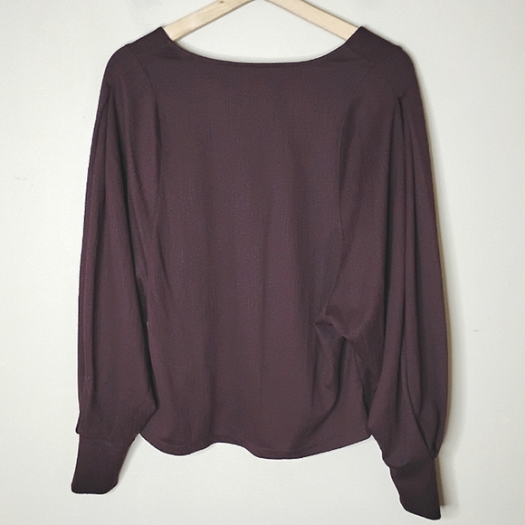 NWT Banana Republic Factory Dolman Sleeve V-Neck Textured Knit Top Size M Plum - Picture 5 of 9